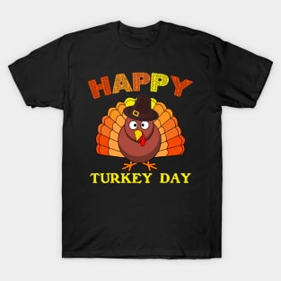 Happy Turkey Day Cute Little Pilgrim Gift Thanksgiving T-Shirt